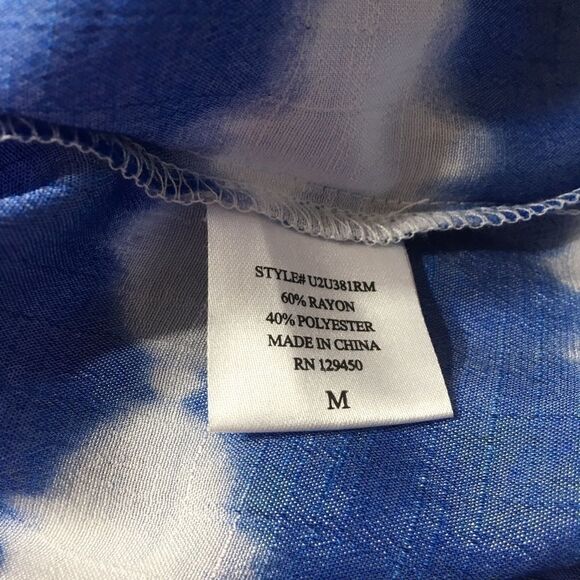 FRED DAVID BOHO WESTERN BLUE TIE-DIE SLEEVELESS HI LOW TANK TOP SZ MEDIUM - Picture 6 of 9